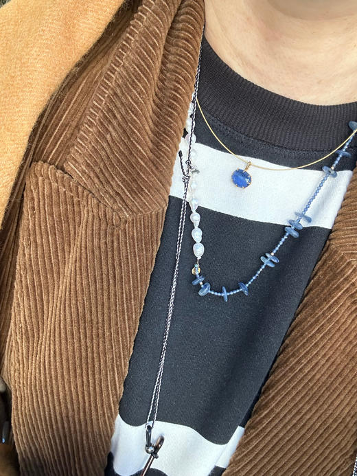 SpoiledBrat Jewelry18K金蓝晶石吊坠项链 神秘的克莱因蓝  商品图6