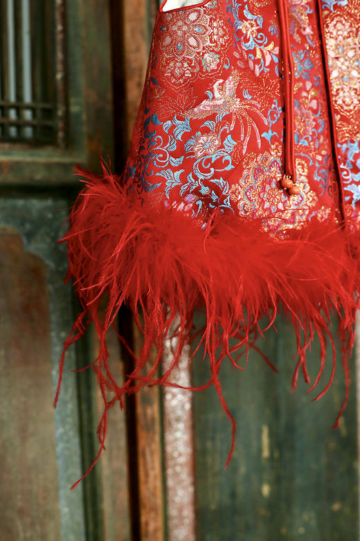 盛唐牡丹 | Kids 凤穿宝相鸵鸟毛马甲 商品图2