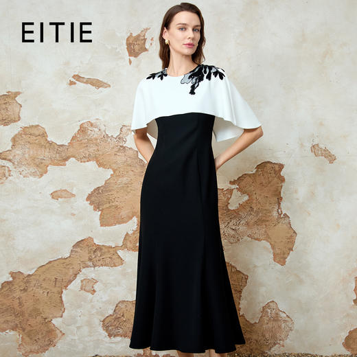 EITIE爱特爱披肩袖优雅气质显瘦礼服连衣裙春季新款8177807 商品图0