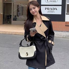 【自营】【外套系列】22175小个子撞色中款风衣外套-喜出