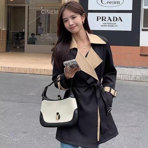 【自营】【外套系列】22175小个子撞色中款风衣外套-喜出 商品图0