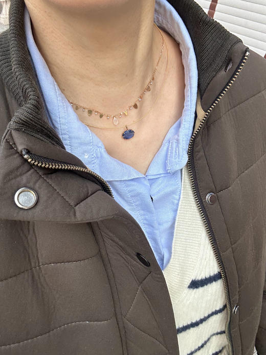 SpoiledBrat Jewelry18K金蓝晶石吊坠项链 神秘的克莱因蓝  商品图9