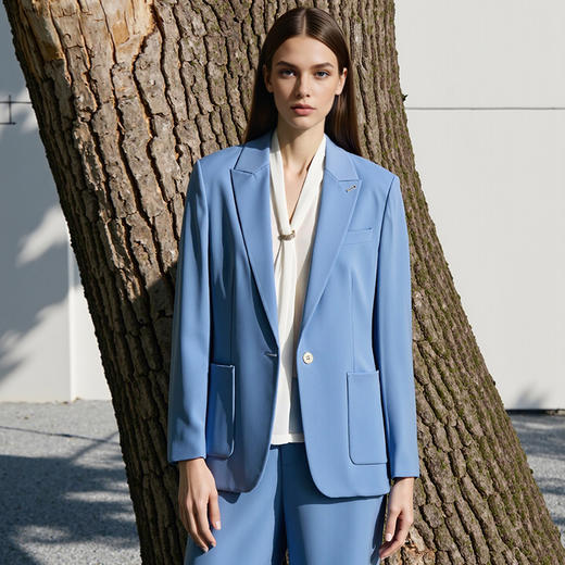 EITIE爱特爱休闲简约通勤干练一粒扣西装外套女春季新款8103810 商品图4