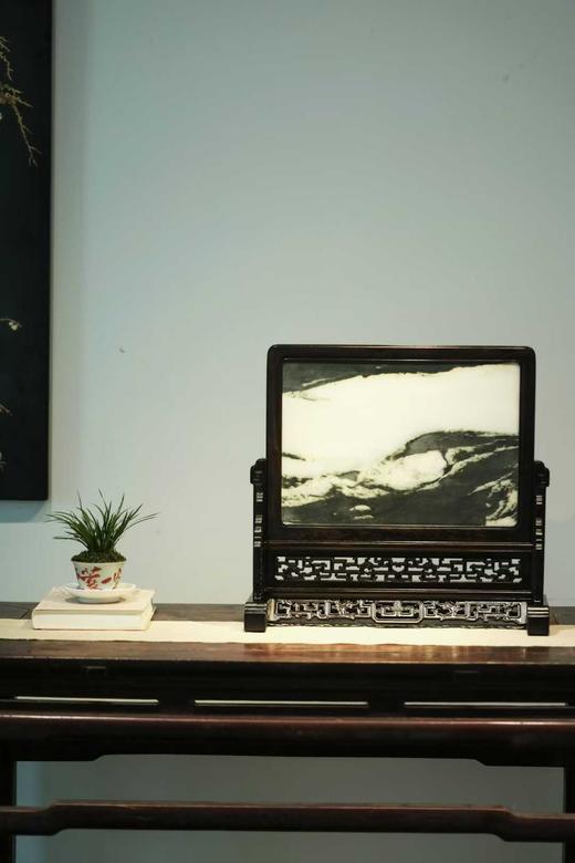 『山云缭绕』紫光檀+云石插屏E05 商品图4