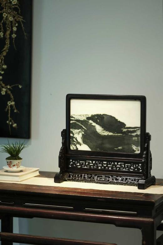 『山云缭绕』紫光檀+云石插屏E05 商品图1