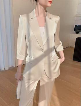 【外套系列】80036珠光渐变七分袖修身西服外套-喜出