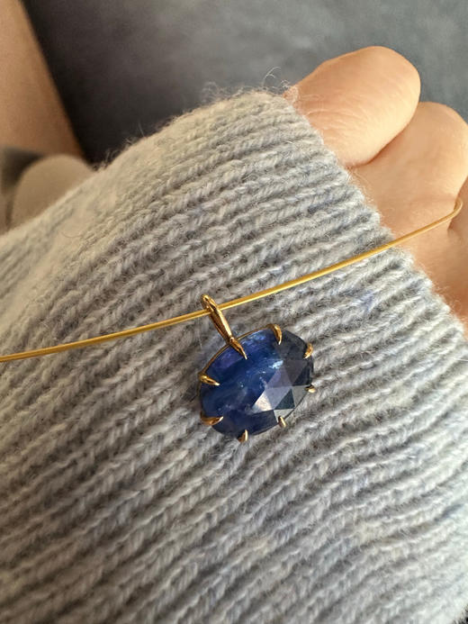 SpoiledBrat Jewelry18K金蓝晶石吊坠项链 神秘的克莱因蓝  商品图4