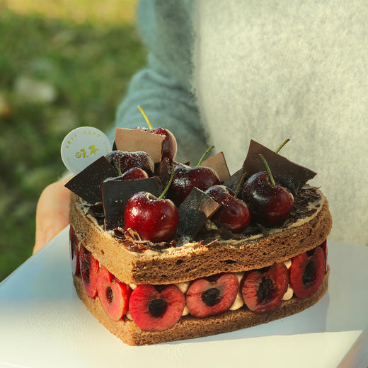 巧克力车厘子裸蛋糕（心型6吋） 商品图0