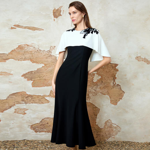 EITIE爱特爱披肩袖优雅气质显瘦礼服连衣裙春季新款8177807 商品图3