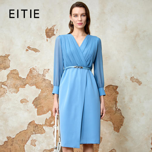 EITIE爱特爱气质优雅拼接修身显瘦连衣裙春新款8107816 商品图0