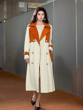 【外套系列】卡夫蒂妮品牌22330品质撞色风衣外套-喜出