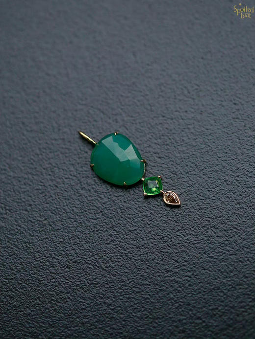 SpoiledBrat Jewelry18K金绿玉髓 沙佛莱石 碧玺吊坠项链 商品图4