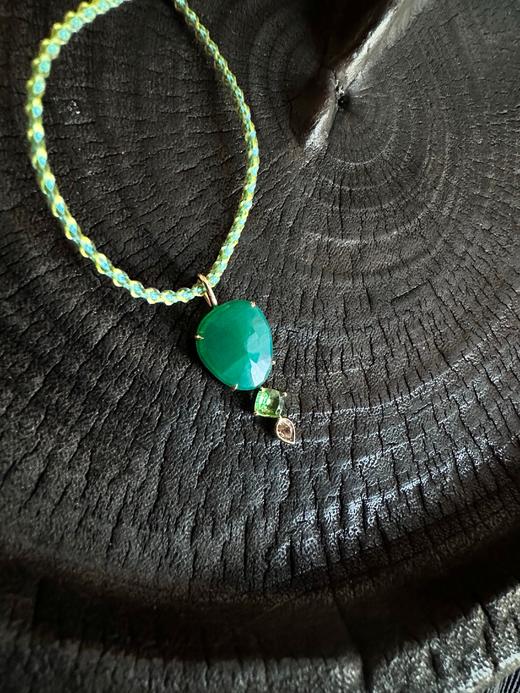 SpoiledBrat Jewelry18K金绿玉髓 沙佛莱石 碧玺吊坠项链 商品图0