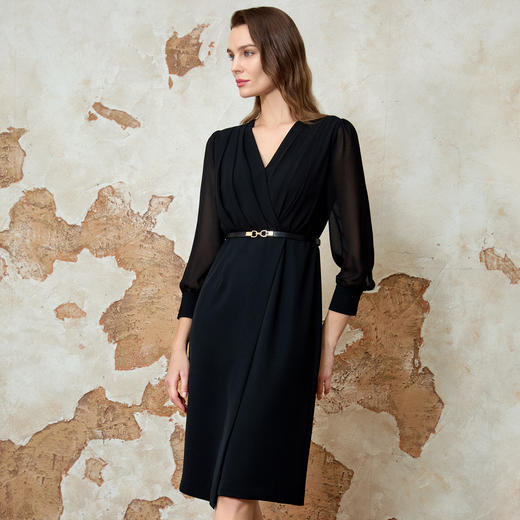 EITIE爱特爱气质优雅拼接修身显瘦连衣裙春新款8107816 商品图8