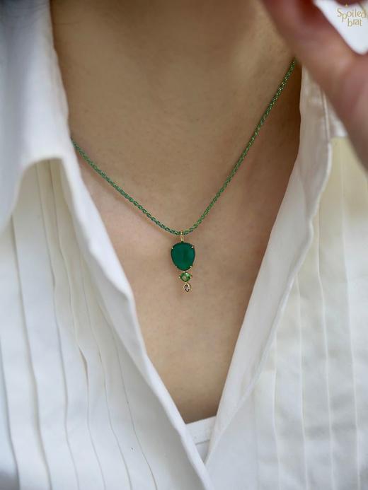 SpoiledBrat Jewelry18K金绿玉髓 沙佛莱石 碧玺吊坠项链 商品图1