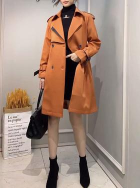 【自营】【外套系列】爱马仕橙中长质感风衣外套-喜出