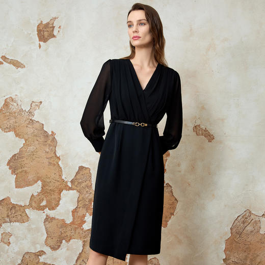 EITIE爱特爱气质优雅拼接修身显瘦连衣裙春新款8107816 商品图7