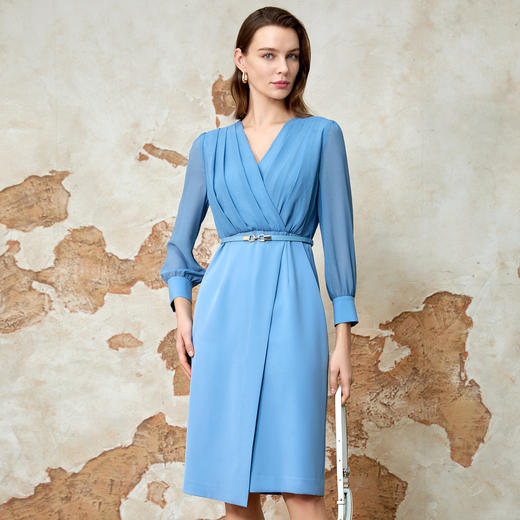 EITIE爱特爱气质优雅拼接修身显瘦连衣裙春新款8107816 商品图3