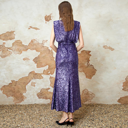 EITIE爱特爱气质V领修身高腰亮片礼服连衣裙春新款8177810 商品图5