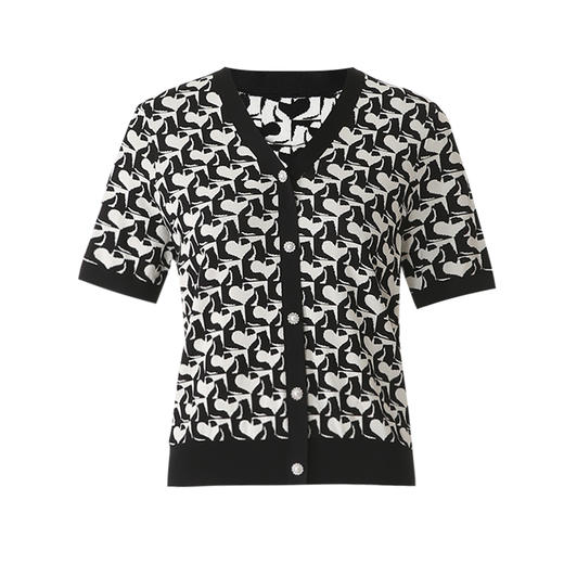 EITIE爱特爱气质V领显瘦短款高级百搭撞色短袖针织衫春季新款8101804 商品图5