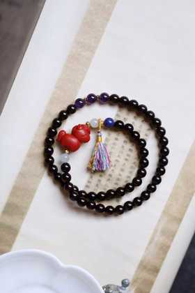 紫檀 原创【马上有福】双圈手串6mm 50颗