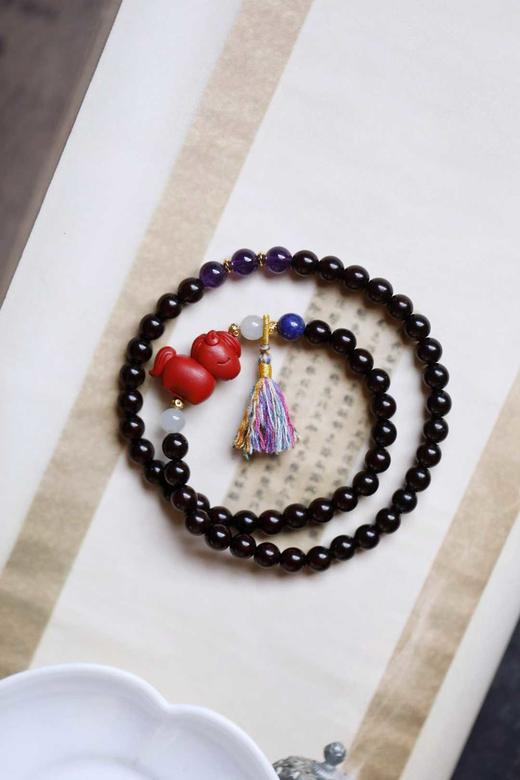 紫檀 原创【马上有福】双圈手串6mm 50颗 商品图0