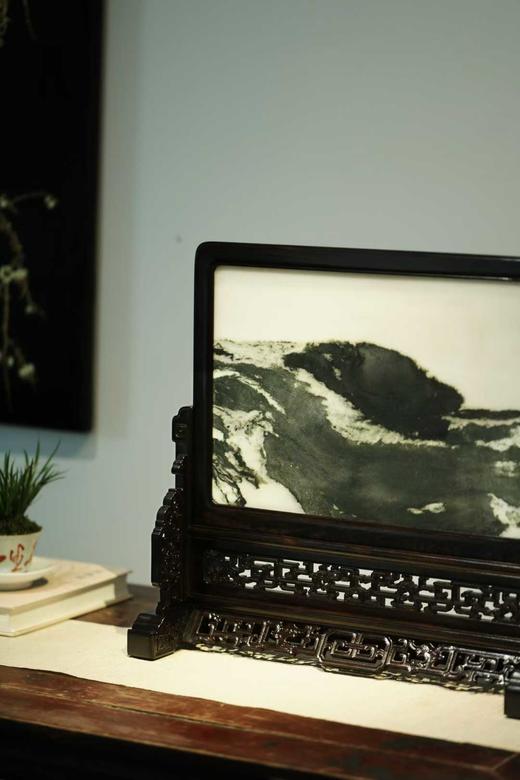 『山云缭绕』紫光檀+云石插屏E05 商品图6