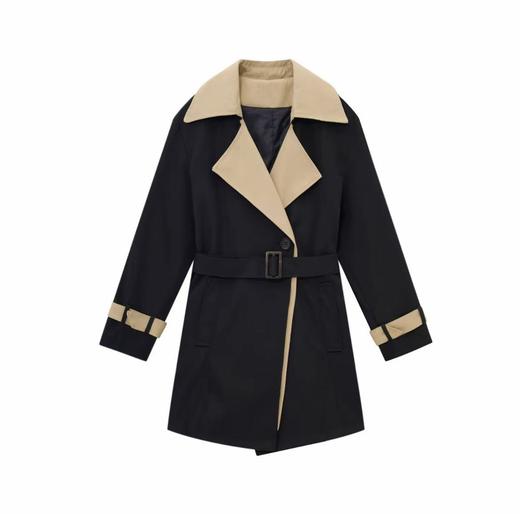 【自营】【外套系列】22175小个子撞色中款风衣外套-喜出 商品图2