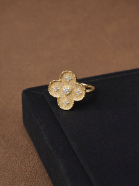 北京仓｜Diaperis Paris-GARDENIA-栀子花 金色 锆石 戒指［法国设计师］