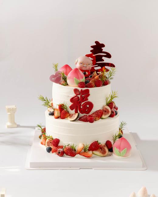 双层寿桃水果生日蛋糕 商品图0