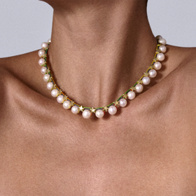 订购10周到｜CHRISTIANA KAFA-金色星星 白色淡水珍珠 项链［希腊设计师］