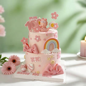 双层龙年蛇年女宝宝周岁蛋糕