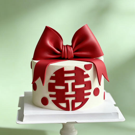 💕蝴蝶结双喜蛋糕 商品图0