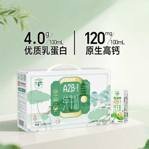 【快递直达】西湖牌钻石包A2β-酪蛋白纯牛奶200mL*10盒*1箱 商品图3
