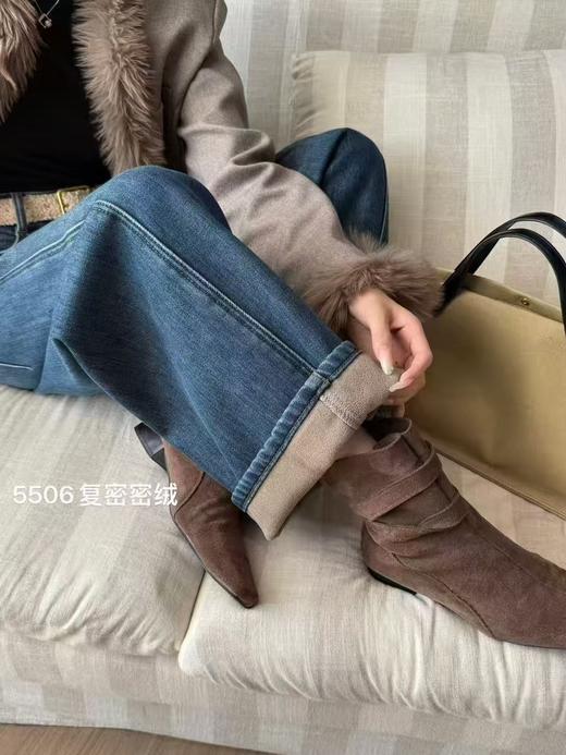 抢购价-不支持退【自营】加绒🔥🔥🔥【爆款牛仔裤】密密绒～5506 欧货蓝色加绒加厚阔腿冬季高腰宽松百搭显瘦弯刀拖地长裤-喜出 商品图3