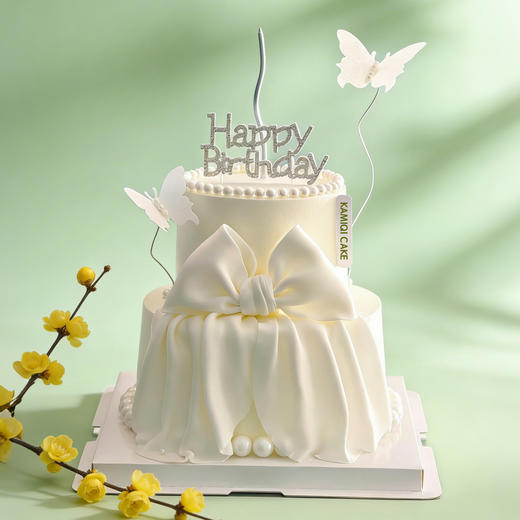 双层女神翻糖蝴蝶结蛋糕 商品图0