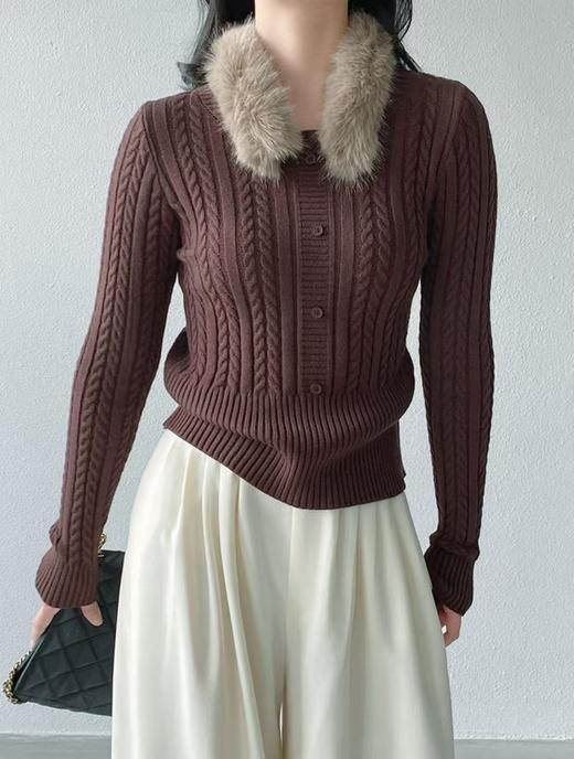 清了！清！不支持退货【自营】跨年福利-【超美毛衣】环保毛领可拆卸～Z098法式麻花修身小确幸气质毛衣-喜出 商品图4