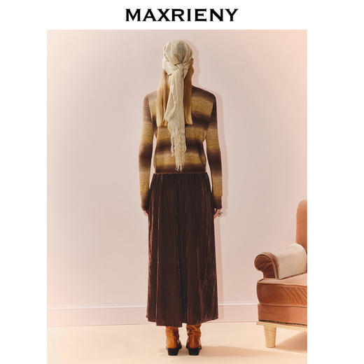 MAXRIENY慵懒感穿搭渐变条纹假两件针织羊毛混纺毛衫费尔岛穿搭(货号:MS86SW508) 商品图3