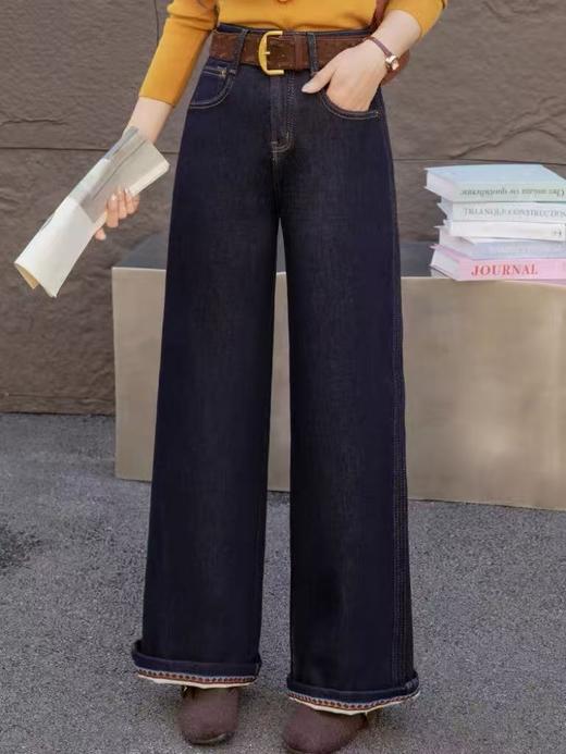 抢购价-不支持退【自营】加绒🔥🔥🔥【爆款牛仔裤】密密绒～85127（两穿可卷边）冬季加绒厚款固色牛仔裤-喜出 商品图0