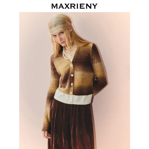 MAXRIENY慵懒感穿搭渐变条纹假两件针织羊毛混纺毛衫费尔岛穿搭(货号:MS86SW508) 商品图2