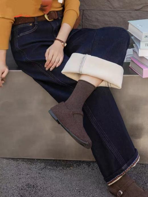 抢购价-不支持退【自营】加绒🔥🔥🔥【爆款牛仔裤】密密绒～85127（两穿可卷边）冬季加绒厚款固色牛仔裤-喜出 商品图1