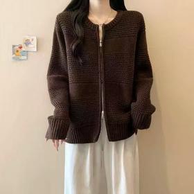 【超美毛衣】（微瑕）圆领开衫～Z104休闲拉链开衫毛衣-喜出