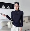 女王节抢购价-不支持退【自营】【长袖打底】超舒服黏胶纤维～7299半高领侧开叉抽褶高弹力不规则打底衫-喜出 商品缩略图0