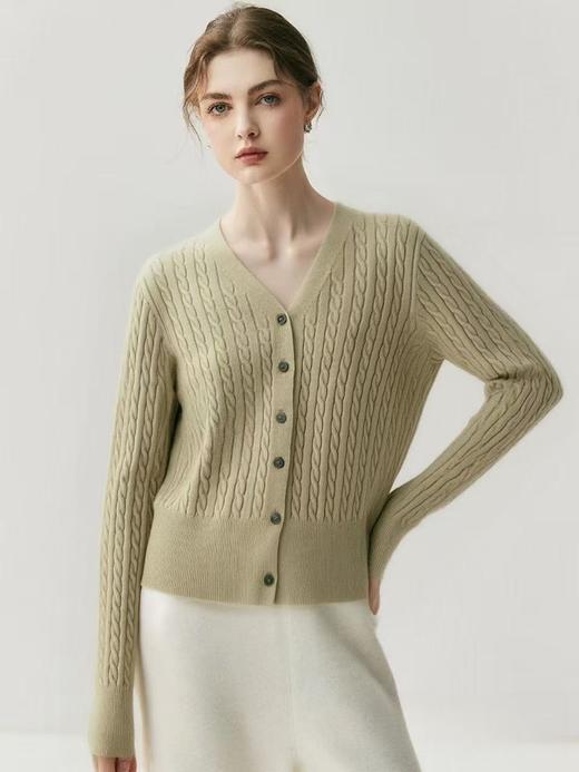 女王节抢购价-不支持退【超美毛衣】V领软麻花～Z103韩版六粒扣麻花修身开衫毛衣-喜出 商品图2