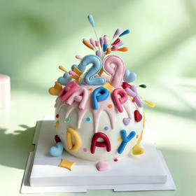 蓝系球形周岁蛋糕