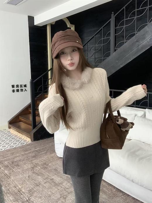 清了！清！不支持退货【自营】跨年福利-【超美毛衣】环保毛领可拆卸～Z098法式麻花修身小确幸气质毛衣-喜出 商品图0