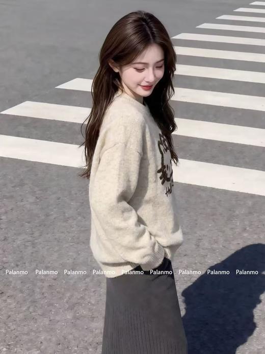 清了！清！不支持退货【自营】【超美毛衣】软软糯糯～hello kitty Z116韩系可爱猫咪减龄保暖圆领毛衣-喜出 商品图1