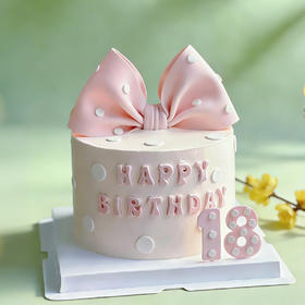 成年18粉系翻糖蝴蝶结蛋糕