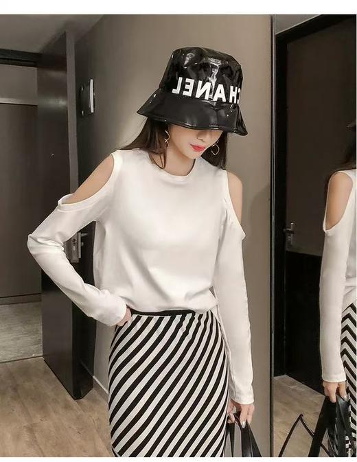 418良粉节|2026 活动爆款 不支持退【自营】面料很密实【长袖打底】95%棉～露肩长袖T恤ins超火洋气打底衫-喜出 商品图0