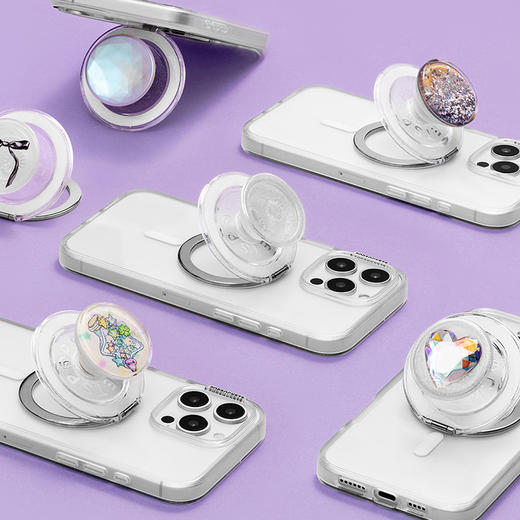 【站立MagSafe®手机支架】清闪白·MagSafe站立啪嗒 MAGSAFE磁吸手机气囊支架 Kick-Out 站立啪嗒 透白 商品图1